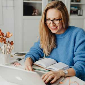 Student working on laptop