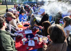 Crowd enjoying the oyster roast
